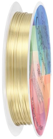M METERXITY 0.5 mm/24 Gauge Copper Wire for Jewelry Making, 20.3FT Copper Beading Craft Wire for Jewelry/Weaving/DIY Crafting/Planting, Color-Retaining [6.2M, Light Golden]