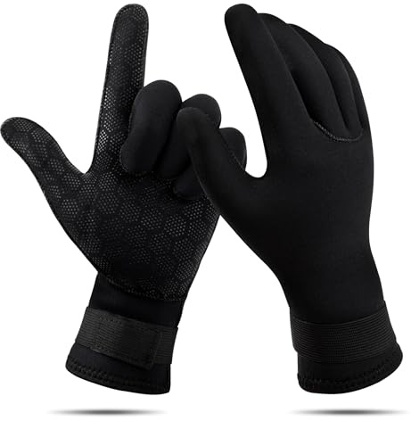 Tunejoy Gants de Plongée 3mm Gants de Néoprène Noir Chaud élastique Anti-dérapant Bande Ajustable pour Homme Femme Plongée sous-Marine Voile Nautique Natation Canotage Snorkeling Aquagym