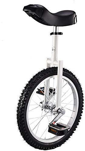 Enhjuling, 18/20-tums enhjuling for barn, med aluminiumfälg extra tjocka däck, justerbar sadel, spänne i aluminiumlegering(White,18inches)