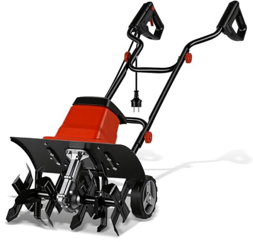 Monucep Fresa da giardino elettrica 1500 W, fresa da 40 cm, profondità di lavoro 22 cm, zappa elettrica da pavimento, 24 coltelli per allentare il terreno, per giardino, prato e aiuole