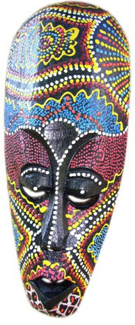 Unbekannt Holzmaske Dotpaint 25cm Wandskulptur Wanddeko