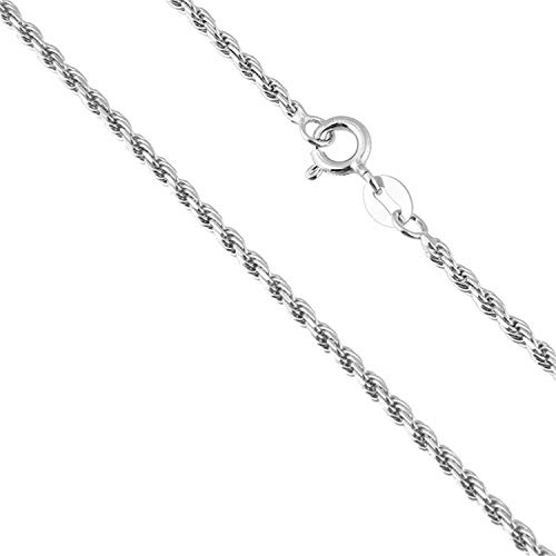 Designer Inspirations Boutique 26 Inch Sterling Silver 1.5 mm Wide Rope Chain Necklace for Women Men Unisex - Fine Silver Chain - Ideal for Smaller Pendants - Weight: 2.4 Grams