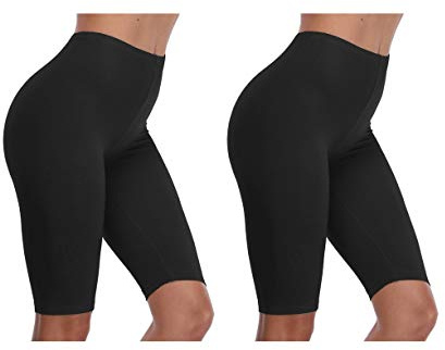 VOGUEMAX Women's Plus Size Short Leggings Stretchy Slip Shorts Mid Thigh Lightweight Pants