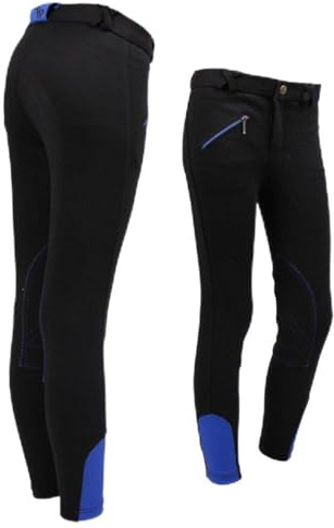 Equipride Children Riding Jodhpurs/Breeches 6 Two Tone Colour Combination Black, 164 (14-15 years)