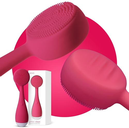 PMD Clean Facial Cleansing Brush – Waterproof Silicone Face Cleanser with Sonic Technology, Pink