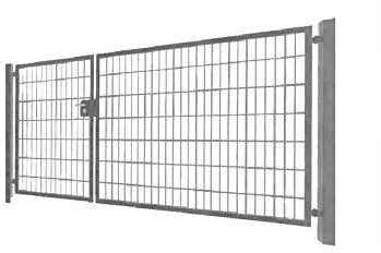 Einfahrtstor Gartentor Tor Hoftor 2-flügelig asymmetrisch verzinkt 350cm x 143cm inkl. Pfosten