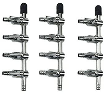 bnafes Aquarium Air Valve 4 Way Inline Manifold Air Flow Pump Tubing Splitter Lever Control Valve 3-Pack