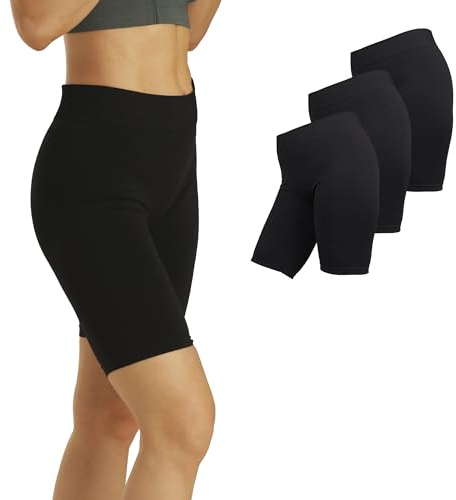 Basic Treasure 3er Pack Kurze Leggings, Radlerhose Kurz, Unterziehhose Unter Kleid Rock, Anti Scheuern Unterhose Damen (Schwarz, XXL)