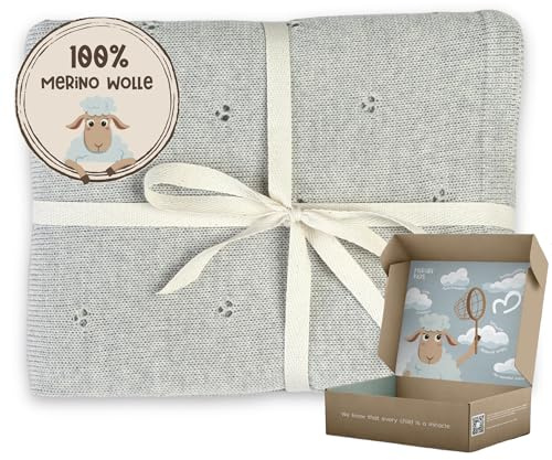 MIRARI Coperta in Lana Merino 100% 75x100cm per Neonato Invernale per Carrozzina