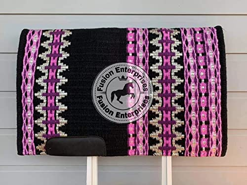 EQUIGEAR Horse Western Show Sottosella/Coperta da sella Western in lana neozelandese con imbottitura in lana con sensore Flex (personalizzazione disponibile) NJU53 (36 x 40)