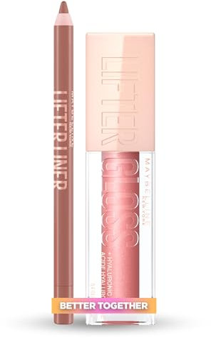 Maybelline New York Pack Brillo de Labios Lifter Gloss, Tono 03 Moon + Maybelline New York Lifter Liner, Tono 05 On It
