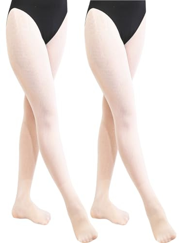 BALAYSIER Collant Danse Classique pour Fille et Femme 90D Collants de Ballet Doux et Très Elastique 1-2 Paires(Rose+Rose,L)