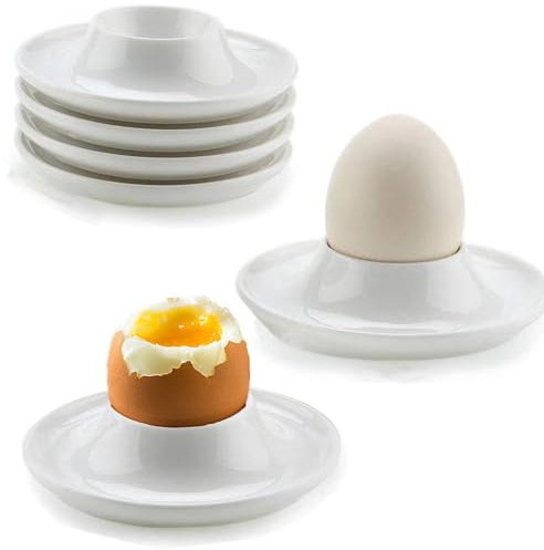 6Pcs Egg Cups, Egg Holders Soft Hard Boiled Egg Cup Classic Style White Plastic Egg Stand Plates Egg Tray for Hard Soft Boiled Eggs Dishwasher and Microwave Safe
