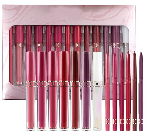 zjhukfmc Maquillage Des Lèvres,Brillant À Lèvres Et Crayon Fixateur Tenue Longue | Hydratation Longue Durée Résistant à l'Eau Anti-pour Mariages Fêtes et Événements en Extérieur