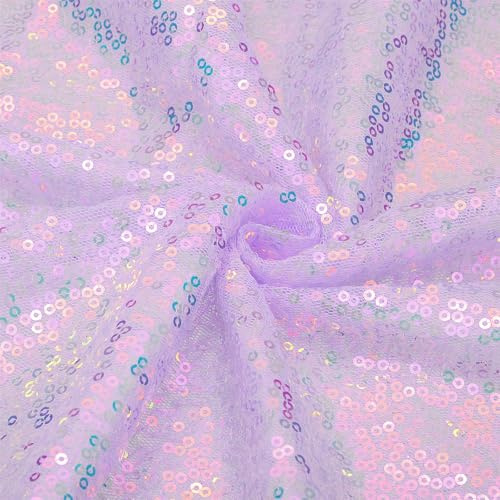 sourcing map Iridescent Purple Sequin Fabric, by the Yard, 1 Yard Length 4.3ft Wide Sequin Velvet Fabric Shiny Sparkly Cloth for DIY Sewing, Dress, Backdrop, Tablecloth, Table Runner