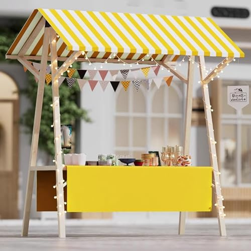 Carrito Puesto de Vendedor Puesto De Venta Plegable En El Mercado, Carrito De Comida Callejera Comercial Con Toldo Para Todo Tipo De Clima, Venta De Limonada, Helado, Perrito Caliente(Yellow,Wide 47 1