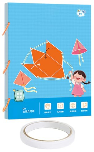Libro di testo con geometria 3D, 29,7 x 21 cm, con volume e calcolo della superficie, giocattolo educativo di carta, libro di attività per bambini principianti, pensiero spaziale per apprendimento di