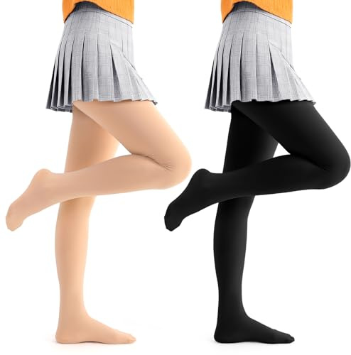 Comfyouth Thermostrumpfhose Mädchen Kinder 2er-Pack Thermo Strumpfhose mit Fleecefutter an den Füßen Winter Blickdichte Termostrumpfhosen 3-14 Jahre
