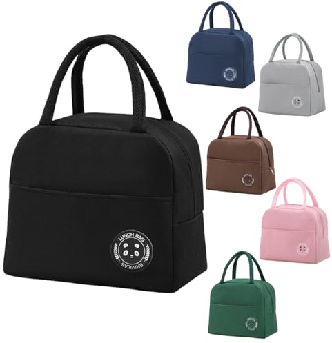 FONHREW Bolsa Termica Porta Alimentos 6L Bolsa Comida Trabajo Bolsa Térmica para Almuerzo Porta Fiambrera de Gran Capacidad Lunch Bag Oficina Viaje Picnic Bolsa Isotermica Porta Alimento (Negro)