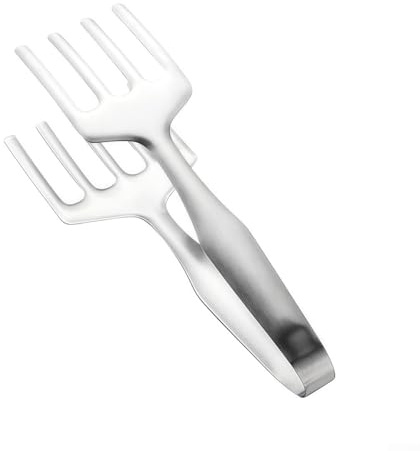 Pinzas de acero inoxidable para servir con abrazadera de espátula, diseñadas para levantar y girar alimentos con precisión durante la cocción y la parrilla (C)