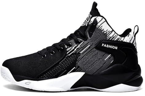 Zapatillas de Baloncesto for Hombre, Calzado Deportivo for Exteriores, Transpirable, Ligero y Resistente al Desgaste, Tejido con Mosca Zapatos para Caminar(Black,43 EU)