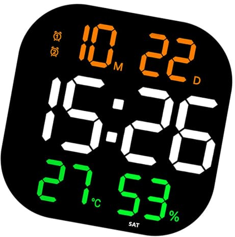 Facile Configurazioni Orologio da parete digitale per e anziani Grande schermo a LED Temperatura Data 2 Display Allarme Oscuramento automatico Orologio digitale con temperatura