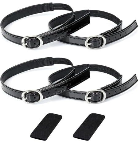 QIHAWN 2 Pairs PU Leather Ankle Shoe Straps, Adjustable Anti-Slip for Heels | Durable PU leather & elastic, adjustable detachable buckle, anti-slip heel grip, 2 pairs, for women high heels dress shoes