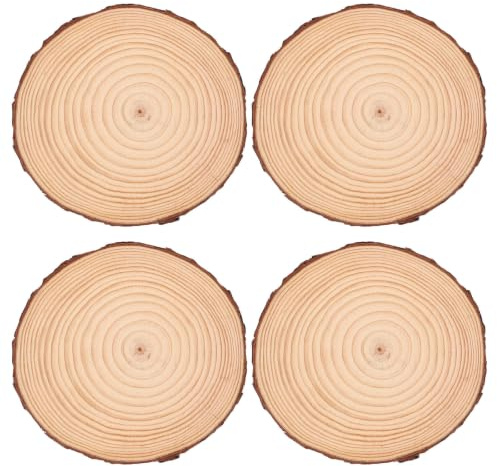 DOITOOL 4 st. trätrappstenar, 7,87 diameter / 0,6 tjock, rund utomhusstensten, trämönster gångvägsdekor för landskapsarkitektur uteplats och trädgårdsstig