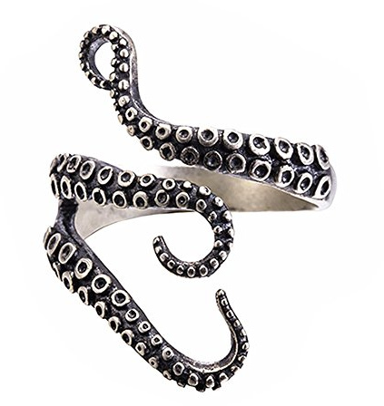 BODYA Gothic Punk Edelstahl Octopus Tentakel Ring Tintenfisch Kraken Nyarlathotep Größe Einstellbar