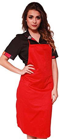 Grembiuli Da Lavoro Cotone Made In ITALY per Ristorante Cucina Cuoco Chef (unica, rosso)