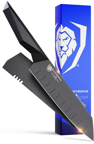 Dalstrong Santoku Knife - 7 inch - Shadow Black Series - Razor Sharp Kitchen Knife - Black Titanium Nitride Coated - High Carbon - 7CR17MOV-X Vacuum Treated Steel - Sheath - Vegetable - NSF Certified