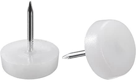 uxcell Furniture Feet Nail Plastic Glide Nails Chair Table Leg Protector Pad 16mm Dia White 20pcs
