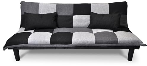 SAMIRA Divano letto clic clac in tessuto grigio scuro - nero - grigio chiaro - Divanetto mod. Russell