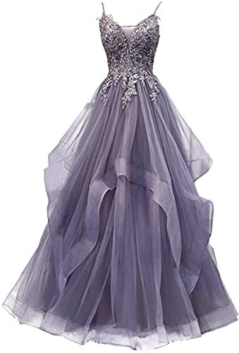 Xinaier Robe de soirée formelle à bretelles spaghetti pour femme, robe de mariée. - Violet - 38
