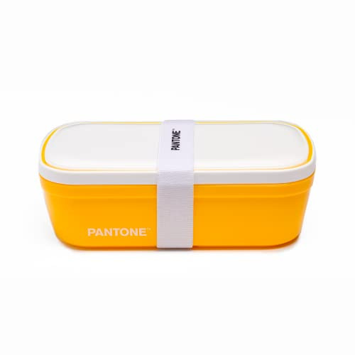 PANTONE Porta Pranzo Stile Bento Box con Divisorio Interno e Valvola di Sfiato, Lunch Box Portapranzo per Ufficio, Scuola e Università, Contenitore Ermetico per Schiscetta Pranzo, 12x7x20,7, Giallo