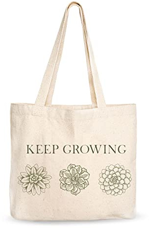 Canvas Tote Bag, Animal Design, Heavy Duty Gusseted, 100% Natural Cotton, for Shopping, Grocery, Laptop (T-GROW-XL)