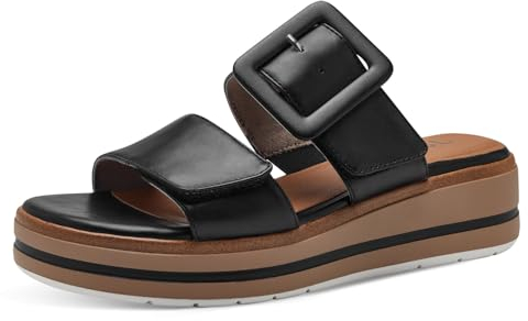 Jana Damen Pantoletten mit Schnalle Vegan, Schwarz (Black), 39 EU