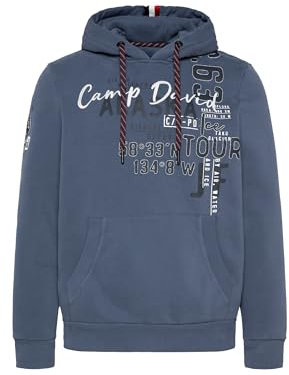 Camp David Herren Kapuzensweatshirt mit Logo Artworks Dark Sky M