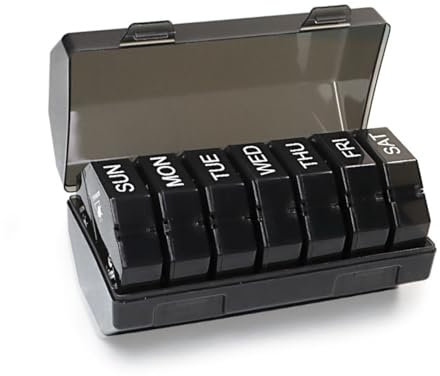 Cozensyson Pilulier Semainier, Pilules 7 Jours 4 Compartiments, Matin, Midi et Soir, Boîte à Pilules Portable 7 Jours avec 28 Grands Compartiments pour Ranger les Vitamines et les Comprimés Quotidiens