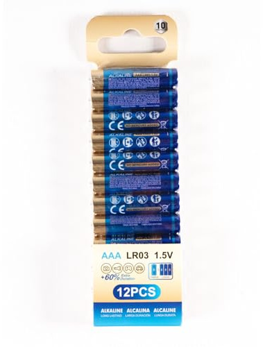 Lot de 12 Piles alcalines de Type AAA (LR03) 1,5 V, idéales pour Les appareils électroniques et Les Jouets.