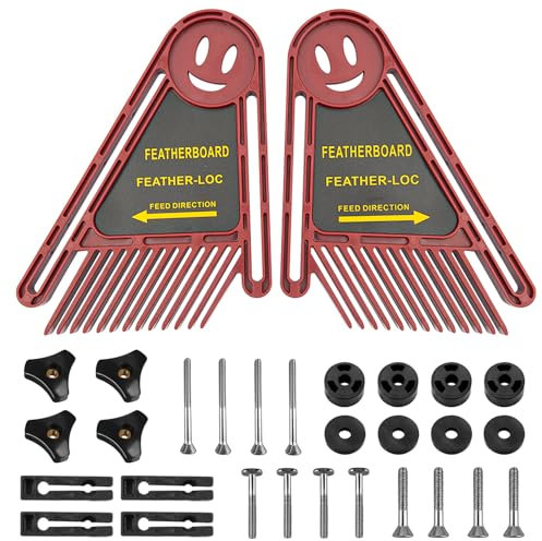 Planches à Plumes Doubles Kit, Défonceuse sur Table, 21 × 16.5 cm Plaque à Ressort de Scie Circulaire, Outil de Menuiserie Multifonction, pour Scie de Table, Routeur, Table, Clôture (Rouge)