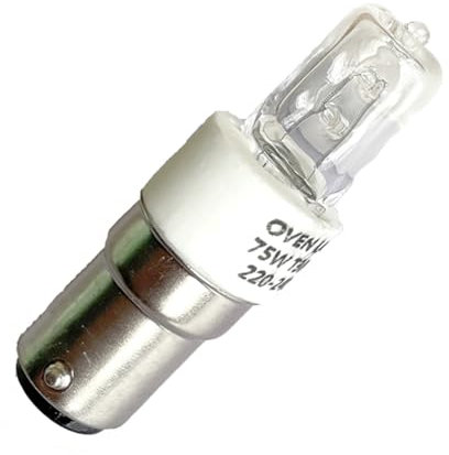 ShuoHui Halogen Bulb B15d 75W Dimmable, AC230V, 800LM Warm White 2700K, Clear Halogen Lamp B15 for Ceiling Light, Cabinet Light, Wall Lamp (2)