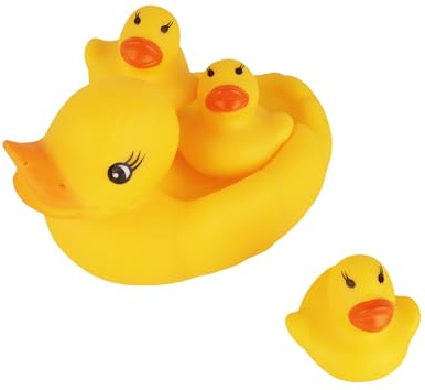 4 Pack Rubber Ducks - Interactive Bath Ducks, Safe Material Baby Bath Toys, Press to Simulate Real Squeaky Duck Calls, Educational and Fun Toddler Pool Toys, Floating Design to Enjoy Water Fun
