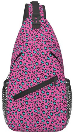 OAZCVBNN söt leopardtryck kors bröstväska diagonalt slunga gymresor weekendresor crossbody ryggsäck