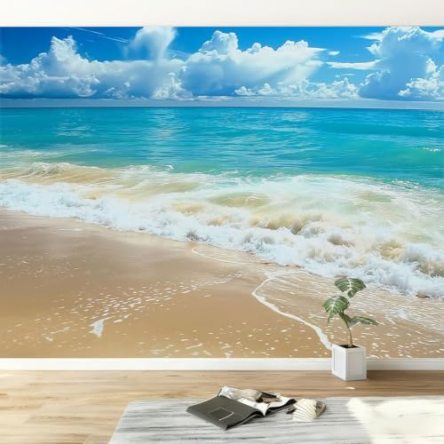 Papier peint panoramique photographie artistique plage, papier peint intissé style réaliste pour chambre salon salle à manger décoration murale - Fond d'écran photo Moderne art mural 350L x 256H cm