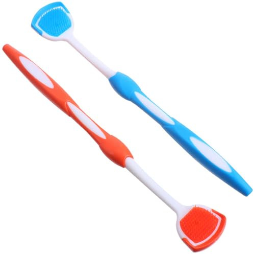 TOYANDONA Raschietto per Lingua per Pulizia Lingua 2 Pezzi in Plastica Nanometrica Spazzola Compatta Migliora L'igiene Orale, Pratica e Portatile per Adulti