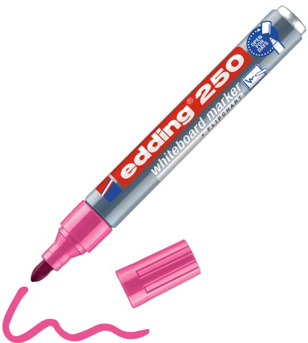 edding 250 Whiteboardmarker - pink - 1 Whiteboard Stift - Rundspitze 1,5-3 mm - Boardmarker abwischbar - für Whiteboard, Flipchart, Magnettafel, Pinnwand, Memoboard - Sketchnotes