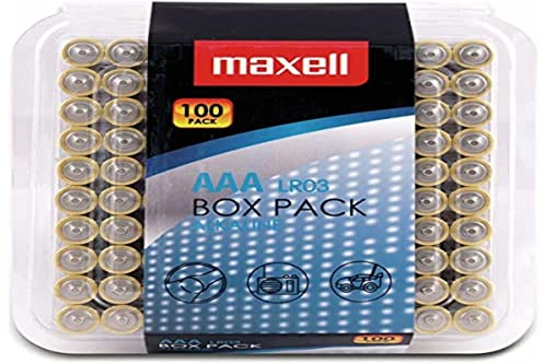 Maxell 790410 - Confezione da 100 micro batterie alcaline LR03 tipo AAA