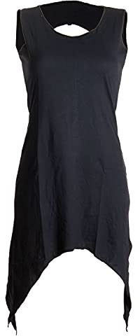 Vishes - Alternative Bekleidung - Zipfeliges Elfenkleid aus Baumwolle - mit rundem Rückenausschnitt schwarz 46