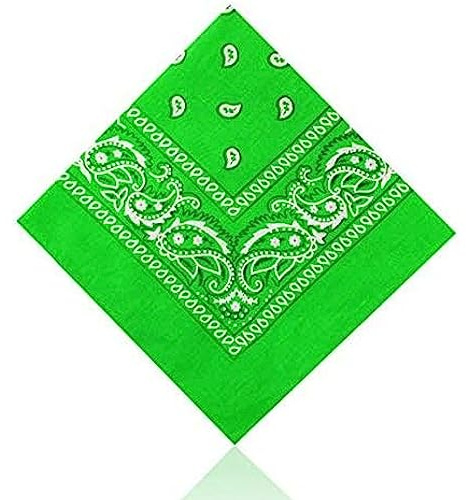 Lizzy | Bandana Multipack | 55x55cm, Lime Green, 100% Cotton | Paisley Print, Breathable, Versatile Wear | Unisex Headscarf, Neckwear for Cycling, Festivals, Sports